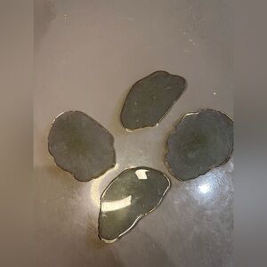Set of Four Agate Coasters with Gold Trim